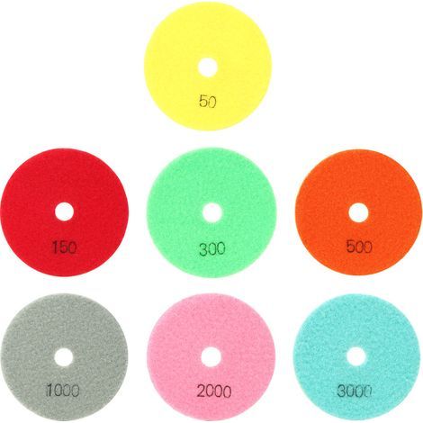 7 Pièces Disque de Polissage en Résine Marbre pour Pierre, Céramique et Verre, Diamètre 100mm (1/5)
