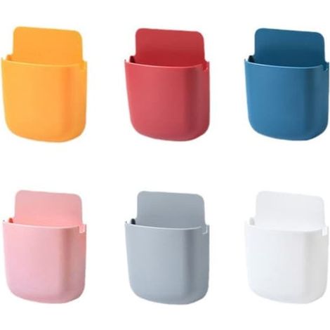Support mural pour télécommandes (6 pièces), boîte de rangement murale, support mural portable pour téléphone - 6 couleurs (1/5)