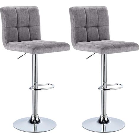 WOLTU Stilvoller Barhocker 2er-Set Designer Barstuhl Hocker Tresenhocker aus Leinen & Metallbeinen hellgrau (1/5)