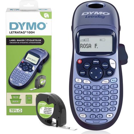 Appareil d'étiquetage portable DYMO LetraTag LT-100H – Écran graphique – 5 tailles de police – Fonction d'arrêt automatique – Impression sur 2 lignes