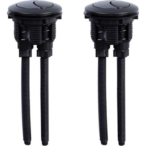 2 Pieces Black Flush Button Replacement Toilet Water Flush Button 38 mm Double Button Round Flush for Bathroom Water Tank Repair-Muntra (1/5)