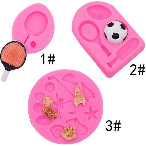 Moule en silicone pour décoration de gâteaux en fondant, sur le thème du golf et du tennis de table, avec boules de chocolat. (1/4)