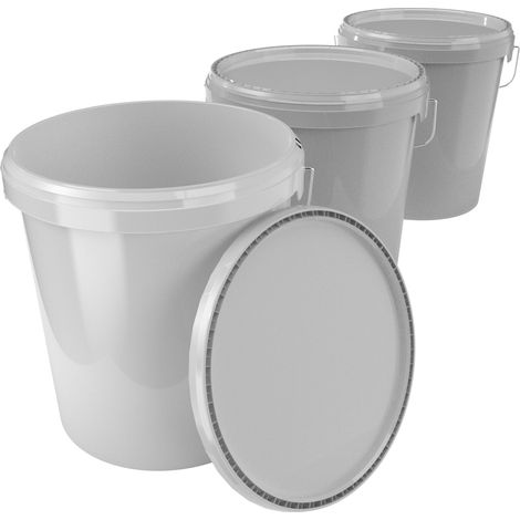 3x Set de seaux pour l'industrie alimentaire et chimique, capacité 15,9 litres, gris