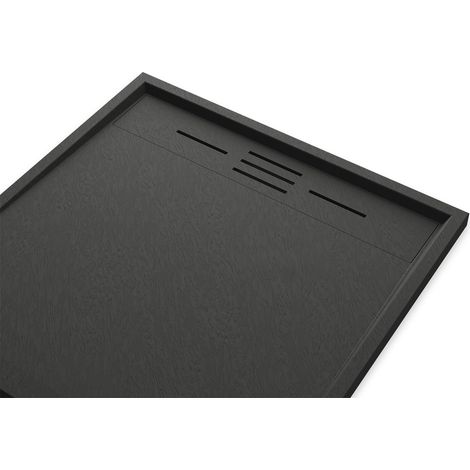 Receveur de douche carré 80x80 en SMC Effet Pierre Couleur Noir Mod. Spanios