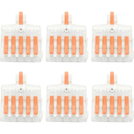 Connecteur rapide fil électrique 20 pièces, bloc terminal type T, conducteur cuivre, répartiteur 5 en 1 orange pour câblage (1/5)