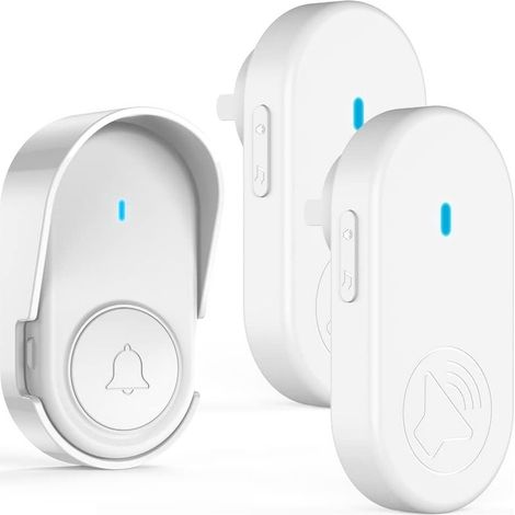 Sonnette sans fil avec 2 récepteurs enfichables – Étanchéité IP65 – Portée jusqu'à 320m – Volume réglable 20 à 110 dB – 38 mélodies (1/5)