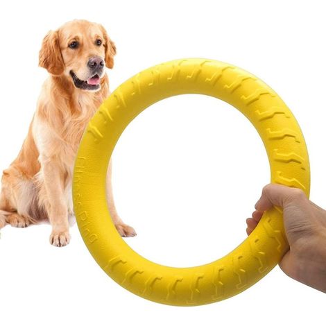 Unzerstörbares Hundespielzeug, ideal für kaufreudige Hunde, wie eine Frisbeescheibe, für mittelgroße bis große Hunde. Mit schwimmendem Ring zum Werfen und Fangen – fördert die Zahnhygiene. (1/5)