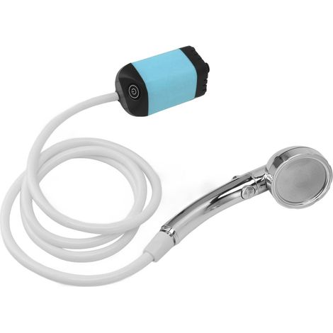 Douche de camping portable à 3 vitesses réglables, pompe électrique rechargeable, bleue