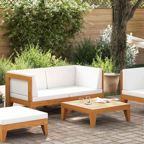 Salon de jardin 2 pcs avec coussins-Lot de 2 Mobilier de jardin-Meuble de jardin Bois d'acacia solide 533034