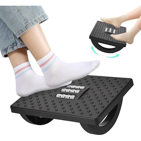 Comodo poggiapiedi da scrivania con cuscino ergonomico in plastica e punti massaggianti per il massimo comfort in ufficio. (1/5)