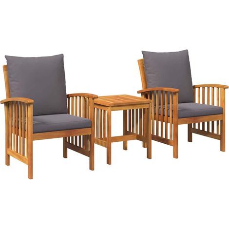 Ensemble de canapé de jardin avec coussin 3 pcs Mobilier de jardin Huile Naturelle (1/5)