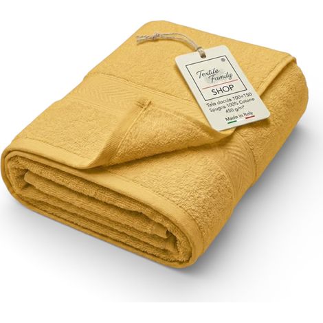 Telo Doccia Oro 100x150 in Spugna 100% Cotone 450 g/m² Made in Italy