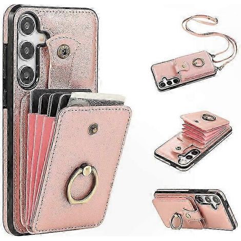 Étui universel pour smartphone 5G avec porte-cartes et béquille, coque en TPU et cuir PU, sangle réglable incluse (1/5)