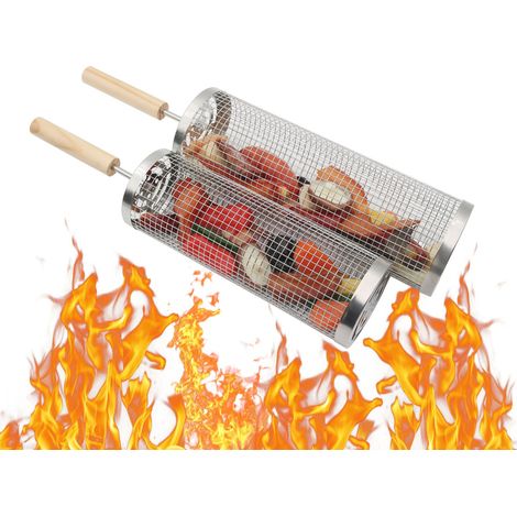 Cestas apilables para parrilla, mango desmontable, acero inoxidable 304, accesorios para asar verduras y camarones, barbacoa de camping (1/4)