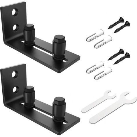 YMYNY Guide de plancher de porte Quincaillerie de porte de grange coulissante Guide mural inférieur de porte Conception affleurante Rouleau de maintien plat inférieur Noir (2 PCS) (1/5)