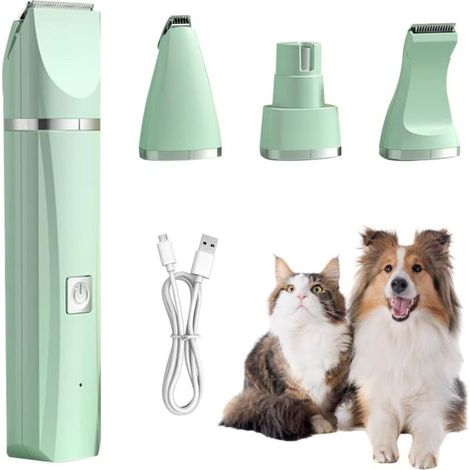 4-in-1 Grooming Kit with 4 Different Blades, Dog Grooming Kit, Low Noise Clipper, for Grooming Paws, Eyes, Nails (Green) (1/5)