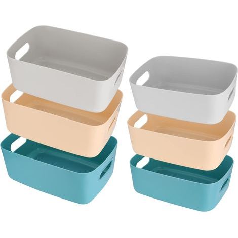 6 Pieces Plastic Storage Box, Storage Basket Organizer Boxes, Crate Bin Storage Box for Home Kitchen Shelves Drawers (1/5)