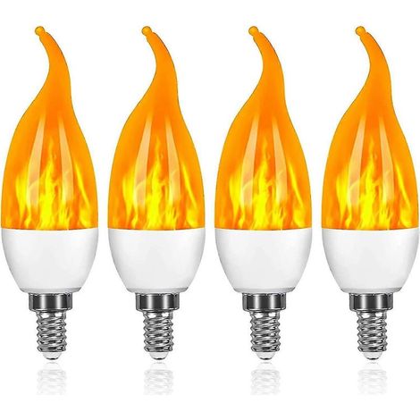 Ampoule LED E14, ampoule LED flamme 3 watts avec 3 modes d'éclairage, 1800k, lumières décoratives vintage - Lot de 4() (1/5)