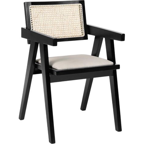 Chaise Cannage en Rotin "Haley" 72cm Beige & Marron Foncé