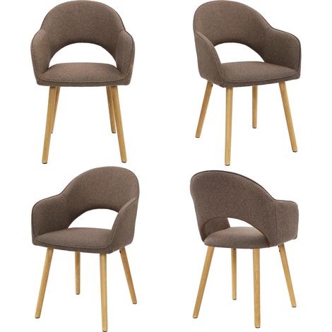 Bon Furni Chaises 360° Pivotantes Tissu Effet Lin Gris colombe, Lot de 2