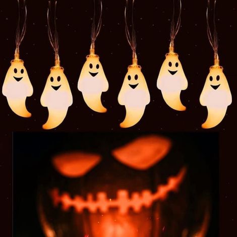 Guirlande Lumineuse - 6 M - 40 LED - Pour Décoration Halloween Intérieur Extérieur - Fantôme