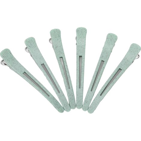 6 pinces à cheveux bec de canard professionnelles pour coiffure, clips de sectionnement portables pour salon et usage domestique, idéales pour femmes et filles, couleur verte. (1/5)