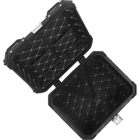 Top case moto 28L en alliage d'aluminium étanche et antirouille, universel, noir (1/5)