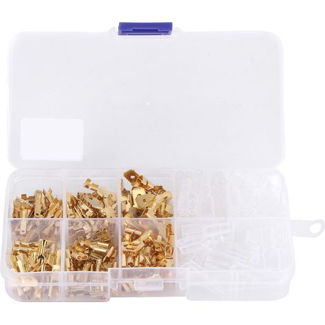 210Pcs Connecteurs de bornes de fil électrique mâles femelles isolées en or 2,8/4,8/6,3 mm,DUBUNS