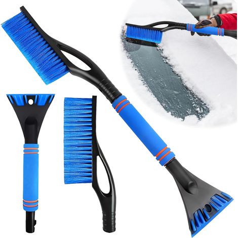 Car ice scraper, 3-in-1 car ice scraper with brush, snow brush car ice scraper with brush, car ice scraper with gentle bristles, detachable ice scraper for cars, car winter accessories