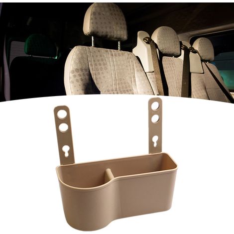 Porte-bagages arrière de siège auto avec poubelle et support pour gobelet, grande capacité pour boissons, chips, monnaie et téléphones portables, beige (1/5)