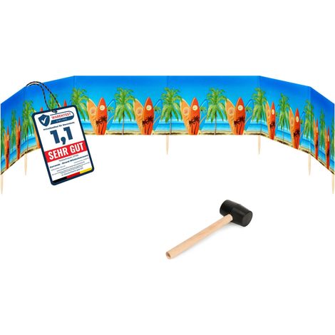 Garronda Paravent Plage Coupe-Vent Camping Brise-Vent avec Marteau en Caoutchouc 8 m GAEX001 (Planches de Surf, 8 m) (1/5)