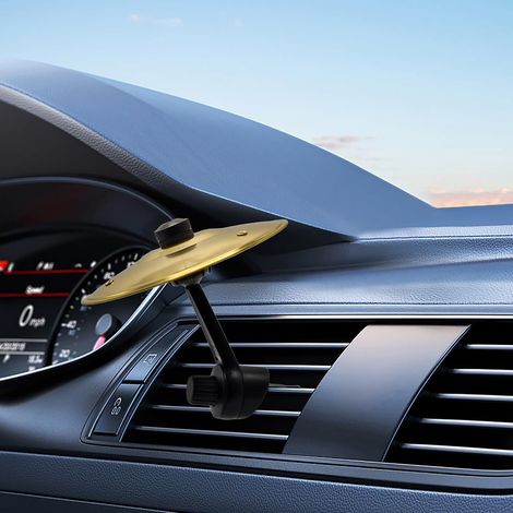 Platillo de choque para coche, para ventilación, con clip metálico para ventilador de coche, ideal para amantes de la música en el coche, con perilla de ajuste de 360°, para todo tipo de música (dorad (1/5)