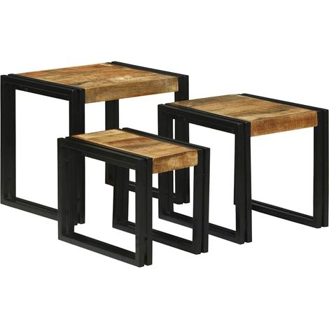 Nestingtisch 3 pcs Massives Mango Holz und Metall