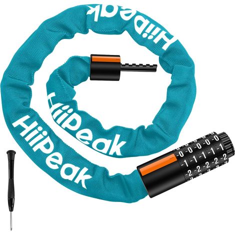 Chaine antivol Velo Code Haute Sécurité. Cadenas Velo antivol code a 5 chiffre, antivol Vélo 100 000 combinaison, anti vol Velo, Moto et Scooter- Résistante à la Corrosion et aux Coups (Bleu) (1/5)