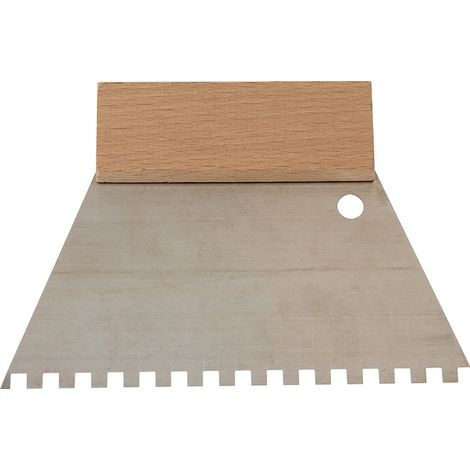 HAROMAC Kleberspachtel Länge 128 mm Breite 180 mmZahnung 6x6 mm rostfreier Edelstahl Buchenholzgriff (1/2)