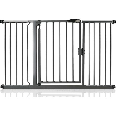 Safetots Pressure Fit Self Closing Stair Gate, 139.8cm - 146.8cm, Slate Grey, Auto Closing Baby Gate, Safety Barrier