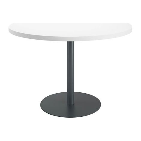 Table ronde 120 cm plateau blanc piètement colonne métal anthracite Essens - Maxiburo
