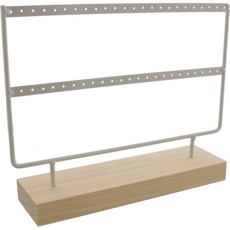 Porte-bijoux et présentoir - Porte-boucles d'oreilles - Organisateur de bijoux en bois et métal - Support pour bijoux - 27 x 22 x 7 cm - Blanc (1/3)