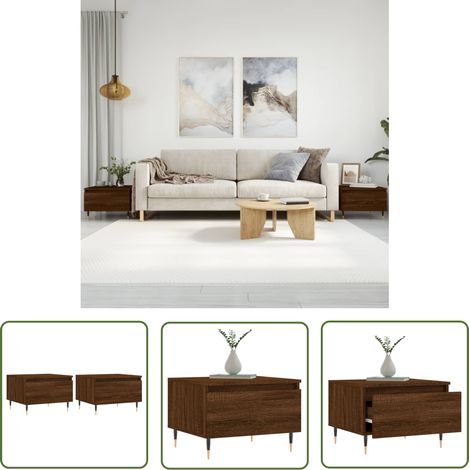 The Living Store Couchtische 2 Stk. Braun Eichen-Optik 50x46x35 cm Holzwerkstoff - Couchtisch - Wohnzimmerstil - Eiche Optik - Holzmöbel - Stauraum (1/5)