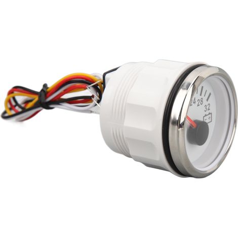 Voltmètre 52 mm CC 9 à 32 V, haute précision, réponse rapide, à aiguille rétroéclairée, pour camping-cars, yachts, bateaux de pêche et navires. Cadran blanc, lunette argentée. (1/5)