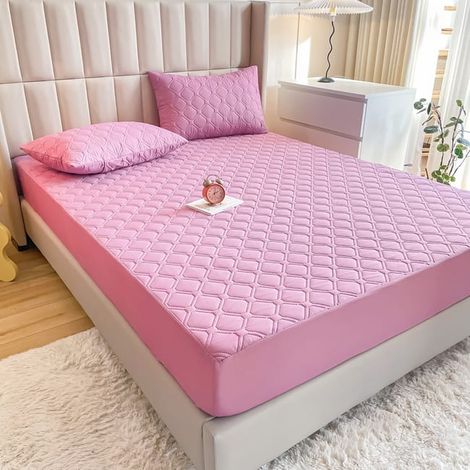 Protège Matelas Imperméable Bonnet Rabat 20-30cm Souple et silencieuse Protège Matelas pour Lit Adulte et Enfant Rose (150 x 200 cm) (1/5)