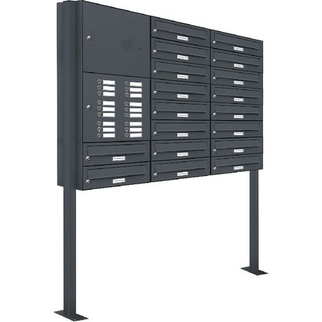 18er Briefkasten Standanlage Freistehend RAL 7016 Anthrazit Klingel (1/5)