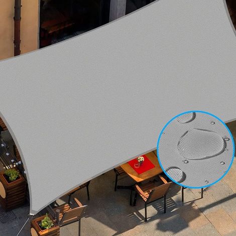 Voile d'ombrage rectangulaire, auvent de terrasse/jardin avec cordes, imperméable et protection UV – rectangulaire 3 x 4 m, grise (1/4)