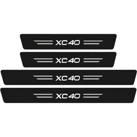 (4 pièces pour seuils de porte) Autocollants de protection de seuil de porte en fibre de carbone pour Volvo XC40,logo,coffre,pare-chocs,protection anti-rayures (1/3)