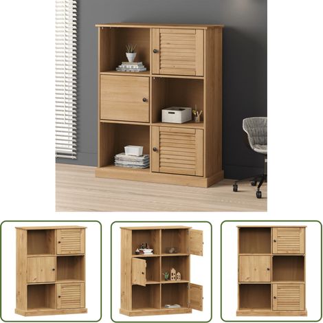 The Living Store Bücherregal VIGO 90x35x114,5 cm Massivholz Kiefer - Holz Regal - Buche Regal - Bücherregal Massiv - Regal Landhaus - Vintage Bücherregal (1/5)