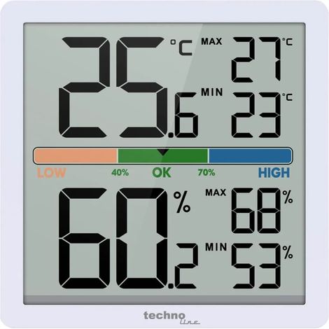 Thermo-hygromètre Technoline WS9472 avec affichage confort, blanc (1/3)