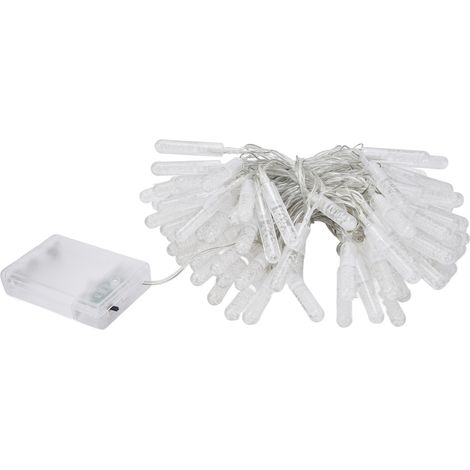 Guirlande lumineuse LED cristal de 10 mètres avec motif de colonnes à bulles, proposant deux modes d'éclairage pour les fêtes, les chambres et les anniversaires. Fonctionne sur piles. (1/5)