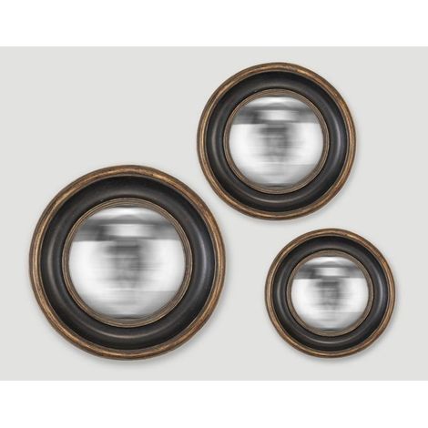 Lot de 3 miroirs convexes noirs 16/19/23cm – Design moderne pour décoration intérieure – Parfait pour salons et couloirs – Emde (1/2)