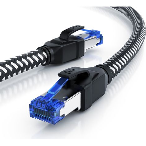 Primewire Patchkabel CAT 8 mit Baumwollummantelung - Gigabit Ethernet LAN Kabel - 40 Gbit/s - S/FTP PIMF Schirmung - Netzwerkkabel - 10m (1/5)