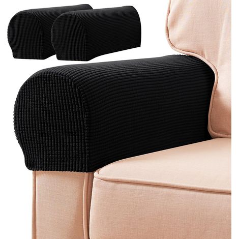 Gants pour accoudoirs de canapé - Lot de 2 - Noirs - Matière extensible en spandex (1/5)